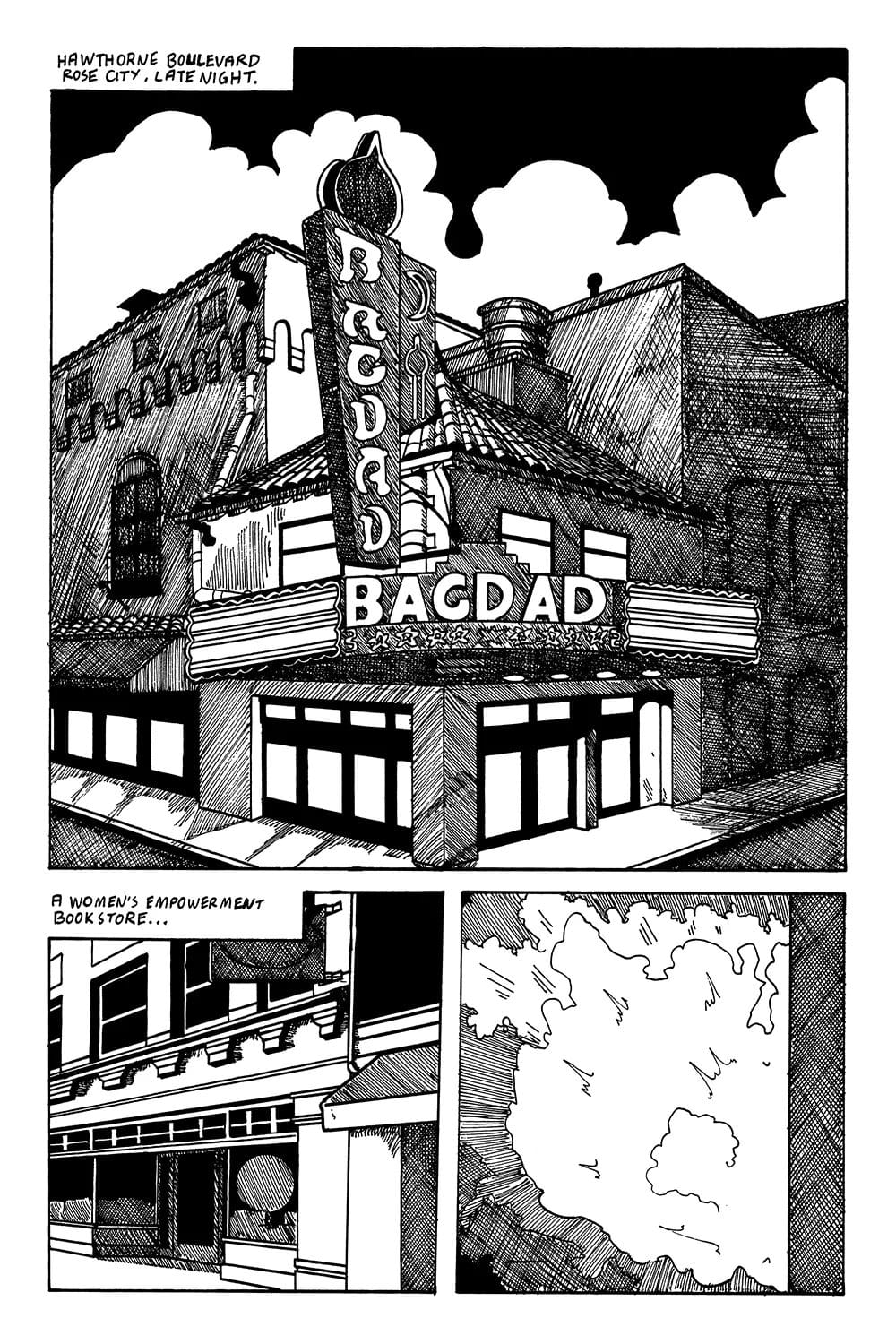 An explosion at the Bagdad Theatre.